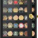 Military Challenge Coin Display Case 11x14IN, Medal Shadow Box with HD Acrylic Glass, Removable 2 Groove Shelves, Wall Mount Coin Collection Holder for Casino Poker Chips Exquisite Souvenirs (Coin Case L)