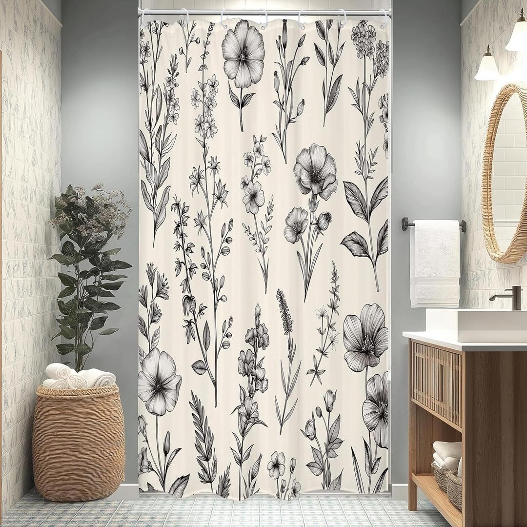 Omifly Small Stall Rv Beige Floral Shower Curtain 36Wx72H Inch Vintage Farmhouse Flower Shower Curtains for Bathroom Wildflower Boho Camper with 12 Plastic Hooks Fabric Waterproof Accessories Omifly Small Stall Rv Beige Floral Shower Curtain 36Wx72H Inch Vintage Farmhouse Flower Shower Curtains for Bathroom Wildflower Boho Camper with 12 Plastic Hooks Fabric Waterproof Accessories