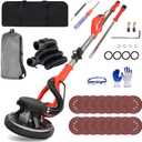 Drywall Sander, 1150W Electric Drywall Sander with Vacuum Dust Collector, 7.2A Popcorn Ceiling Removal Tool, 6 Variable Speed 900-2100RPM, Pure-Copper Motor, IP20 Waterproof,Extendable Handle