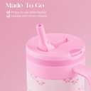 40 oz Insulated Tumbler with Handle and Push-Button Straw Lid, Stainless Steel Travel Cup for Gym Office Leakproof, BPA-Free, Cup Holder Friendly, Bow Silicone Boot, Pink (Coquette Bubblegum) (EXP 02/05/26)