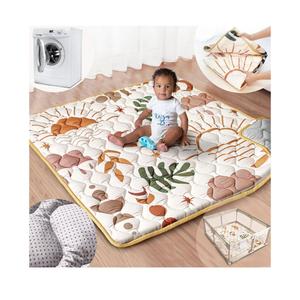 Baby Play Mat, 50x50 Playpen Mat with Super Soft Touch, Activity Mat with Upgraded Anti-Slip Bottom, Machine Washable Crawling Mat for Floor & Picnic(Boho Nature)