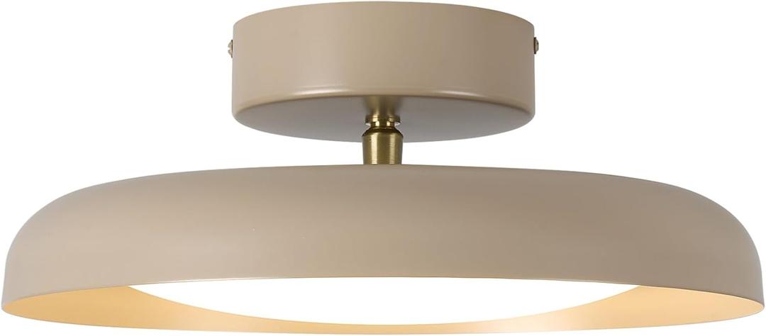 BISAMIYA Modern LED 12.6 Inch Semi Flush Mount Ceiling Light, Adjustable Angle Ceiling Light Fixture, Brass Accent, 3000K/Warm White/18W, for Hallway, Entryway, Kitchen (Brown)