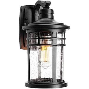 Darkaway Outdoor Porch Lights Wall Mount, Outdoor Light Fixtures Sconces Wall Lighting with Seeded Glass Waterproof Exterior Lights for Patio Yard House Hallway Doorway Garage(1 Pack, Black)