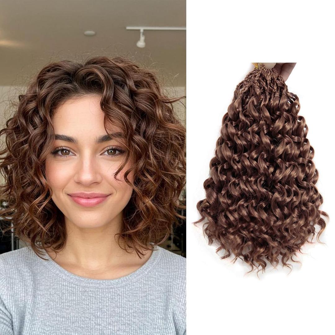 Pre Looped Gogo Curl Crochet Hair for Black Women 10 Inch 8 Packs, Curly Crochet Hair, Deep Wave Braiding Hair, Water Wave Synthetic Crochet Braids Hair Extensions (30)
