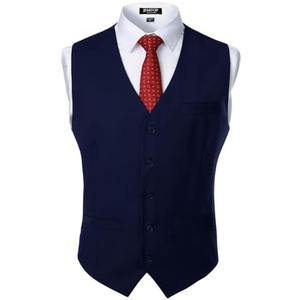 JEMITOP Men's Classic Slim Fit Dress Vest Formal Wedding Prom Tuxedo Suit Vest with Pocket S