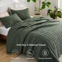 Bedsure 100% Cotton Quilt Set - King Size Bedspread, Lightweight Soft Bed Coverlet, PureWoven, 3-Piece Cozy Stitching Quilt Set with 2 Pillow Shams in Geometric Pattern, 106x96 inches, Olive Green