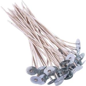 ECO8 100pcs Pre-Waxed Wicks for Soy Candles, 6 Inch Thick Wick with Base