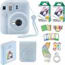Fujifilm Instax Mini 12 Instant Camera + 40 Photo Prints + Quality Photo Value Bundle, Case, Decoration Stickers, Frames, Photo Album, (Pastel Blue)