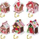 Hotop 6 Set of Christmas Gingerbread House Stocking Holder Christmas Stocking Holder Stand for Mantle Include 6 Christmas Hanging Ornaments and 6 Christmas Stocking Holders for Xmas