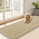 OLANLY Dog Door Mat for Muddy Paws 59x20, Absorbs Moisture and Dirt, Absorbent Non-Slip Washable Doormat, Quick Dry Chenille Mud Mat for Dogs, Entry Indoor Entryway Carpet for Inside Floor, Beige