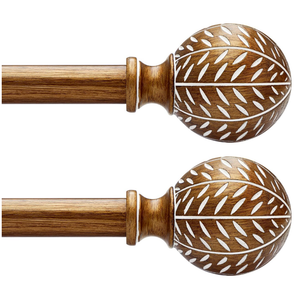QDWIS 2 Pack Gold Curtain Rods for Windows 48 to 84 inch,1" Adjustable Heavy Duty Window Curtain Rod with Leaf Finials,Rustic Decorative Drapery Rods Set,Size:3688''