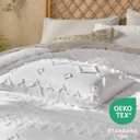Tufted Boho King Size Comforter Set, 3 Pieces White Boho Bed Set, Farmhouse Shabby Chic Embroidery Bedding for All Seasons, Soft Jacquard King Bedding Set with Comforter  2 Pillow Shams