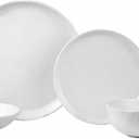 Sango 16-Piece Boho Farmhouse Stoneware Dinnerware Set for 4, Semi-Matte White Plates and Bowls Sets with Rustic Speckled Glaze, Ceramic Dish Set, Modern Dishes, Microwave & Dishwasher Safe, Kaya