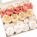 Ling's moment Artificial Flowers Fake Silk Poppy Peony Faux Foam Roses Combo for DIY Wedding Bouquets Centerpieces Arrangements Bridal Shower Party Home Decorations, Coral & Cream, 24pcs