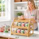 HOMESTEAD Bamboo Can Organizer for Pantry - 3 Tier Rack with Adjustable Dividers, Gravity Feed Canned Goods Organizer, 36 Cans Soda Storage