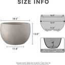 Kante 19.9" Dia Round Concrete Planter, Outdoor/Indoor Large Bowl Plant Pots with Drainage Hole and Rubber Plug for Garden Patio Balcony Home, Weathered Concrete
