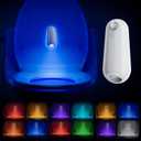 Toilet Night Light Motion Sensor, 8 Color Changing LED Wall Motion Sensor Light Indoor Bathroom Accessories Decor, Inside Toilet Lights Christmas Stocking Stuffers for Men Kids Birthday Gifts (1 Pack)