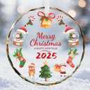 Merry Christmas Christmas Ornaments, 2025 Glass Christmas Ornament, 3 Inch Crystal Round Tree Decoration with Gift Box, Holiday Keepsake Gift for Family & Friends