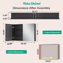 TokeShimi 40x26 Bathroom Medicine Cabinet with Mirror Tempered, Aluminum Black Mirrored Medicine Cabinet Recessed or Surface Mount with Adjustable Storage Metal for Modern Farmhouse