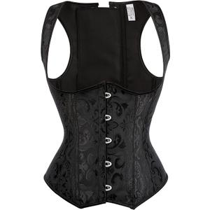 Alivila.Y Fashion Corset Womens Faux Leather Steampunk Corsets Victorian Bustier Top (Large, Black Brocade)