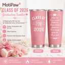 Class of 2026 Graduation Tumbler Pink 20oz with Lid, Senior 2026 Cup for Daughter Sister Best Friend, Stainless Steel Insulated Coffee Cup, 1 Pack