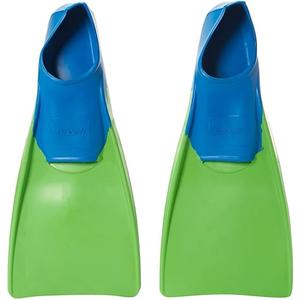 Sporti Adult-Kids Swim Fins for Pool Lap Swimming - Long Floating Fins for Swimming & Snorkeling - Swim Flippers for Training (Youth 4-5 / W 6, Lime-Green-Blue
