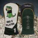Golf Head Covers Humorous Crocodile Cartoon Embroidery Luxurious Waterproof and wear-Resistant Silicone Leather Durable Driver & Wood Club Covers