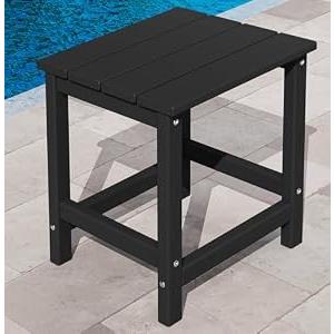 KINGYES Adirondack Side Table, Patio Outdoor Rectangular End Table, Black