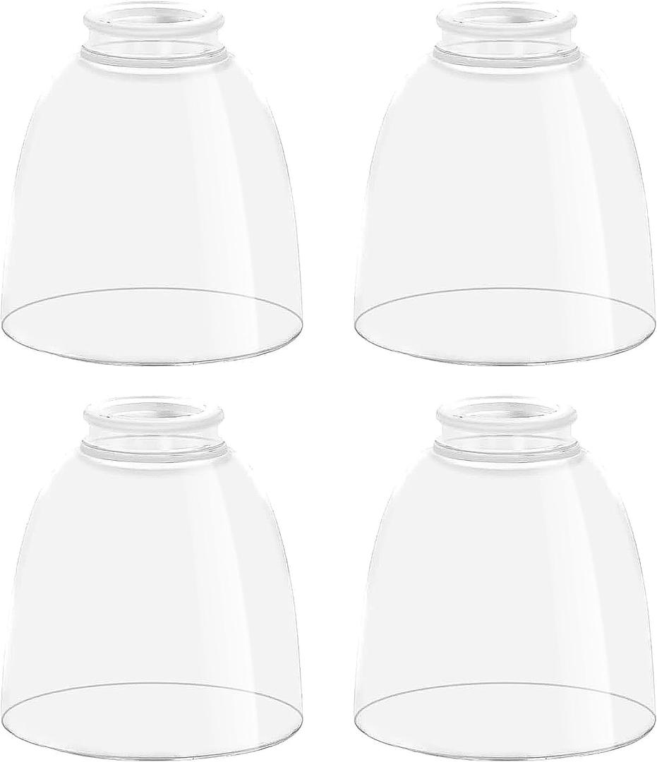 Clear Glass Bell Shade Replacement  1.65" Fitter  Compatible with Chandeliers, Wall Sconces, Vanity & Ceiling Lights  Decorative Lamp Globe for Home Lighting, 4 Pack