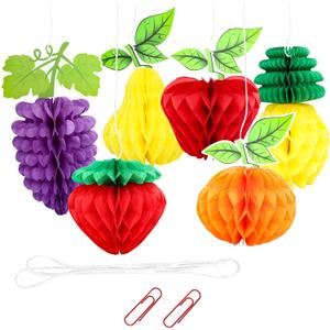 2 x Gyufise 6Pcs Fruit Honeycomb Centerpieces Hawaiian Summer Fruit Table Toppers Tropical Fruit Party Decorations Pineapple Strawberry Grape for Hawaiian Luau Fruit Themed Party