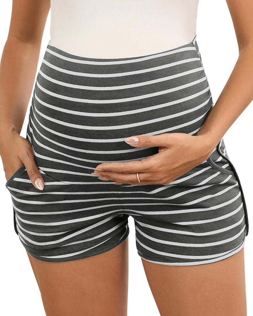 Maternity Shorts Over Belly Comfy Lounge Sleep Pajama Workout Athletic Pregnancy Shorts with Pockets (X-Large, Dark Grey) Maternity Shorts Over Belly Comfy Lounge Sleep Pajama Workout Athletic Pregnancy Shorts with Pockets (X-Large, Dark Grey)
