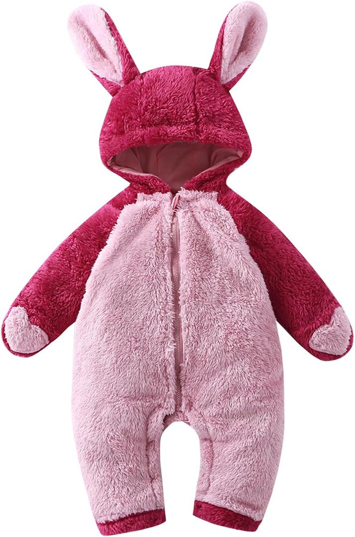 Toddler Snow Suit Baby Snowsuit Girls Infant Winter Coat Boy Puffer Clohtes 0-2T (6-12 Months, Pink)