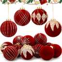 Liliful 12 Pcs 4 Inch Large Velvet Christmas Balls Ornaments Set Flocked Tree Balls Luxury Velvet Christmas Hanging Ornaments for Xmas Tree Party Wedding Home Decor(Red)