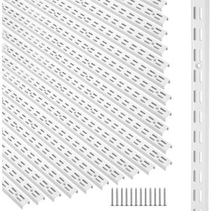 MorningRo 20 Pack 47.5" Dual Track Shelving Rail, Dual Slot Upright, White