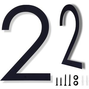 12 Inch House Numbers for Outside Modern Metal Black Address Numbers for House Floating Door Numbers with Nail Kit for Number 2