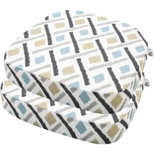 idee-home Outdoor Chair Cushions Set of 2, 19" x 19" x 3" Thick Patio Furniture Outdoor Seat Cushions Waterproof with Ties, Dining Pads (19" x 19" x 3"2 Pack), Ikat Geo)