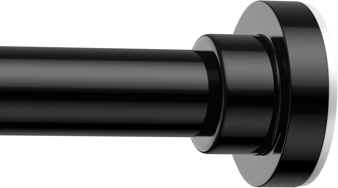 AIZESI Tension Curtain Rod 32-64 Inch Adjustable No Drilling 7/8" Diameter Black Tension Rod | Spring Loaded Curtain Rods for Window Doorway Bathroom Kitchen Closet