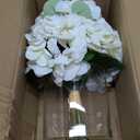 Hollyone Real Touch White Hydrangea Artificial Flowers in Vase Latex Large Faux Hydrangea Flowers Arrangements Hydrangeas Fake Flower with Glass Vase with Faux Water for Table Centerpiece Home Decor