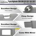 Driver Left Side Sun Visor Replacement Compatible with Toyota Highlander 2008 2009 2010 2011 2012 2013 Replaces# 74320-48500-B0 Color Gray