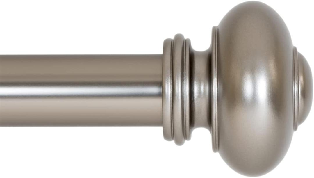 Ivilon Drapery Window Curtain Rod - Knob Design, 1 Inch Rod, 28 to 48 Inch. Satin Nickel