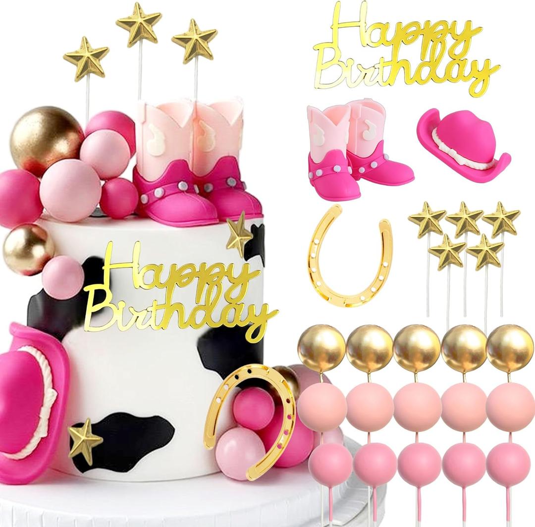 Cowgirl Cake Topper, Tyotrbs 25pcs Cowgirl Cake Decoration Country Girl Cake Topper Cowgirl Boots Cake Decor Cowboy Western Birthday Decor Cowgirls Hat Birthday Party Decor for Western Theme Party