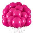 RUBFAC 65pcs Hot Pink Latex Balloons, 12 Inches Helium Party Balloons with Ribbon for Wedding, Birthday, Graduation, Baby Shower, Bridal shower