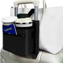 Travel Luggage Cup Holder, Liveagain Drink Caddy, Luggage Cup Holder Attachment, Free Hand Suitcase Drink Carrier for Drinks Beverages, Coffee, Bottles, Snack (Black)