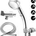 Marbrasse High Pressure Shower Head with Hose and Holder, 3-Settings Handheld Showerhead with Push Switch and Button to Control Water Flow for Saving Water,Removable Camper Shower Head