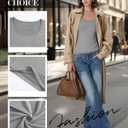 3 Pack Women's Long Sleeve Shirts Scoop Neck Slim Fit Tops U-Neck T-Shirts Basic Casual Tee Layer for Ladies (Black, White, Light Mixed Gray)