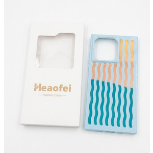 Heaofei Rectangle Case for iPhone 16 Pro Case for Women Girls Boys, with Iridescent Wave Pattern and Cute Candy Color Design, Kawaii Aesthetic Girly Protective Phone Cover, Light Blue