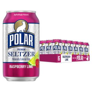 Polar Seltzer Water Raspberry Lime, 12 Fl Oz Cans, 18 Pack, BB Date 18/2027