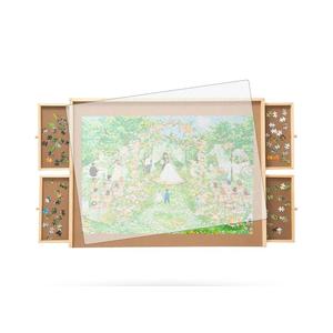 500 Piece Puzzle Board with Drawers, Small Puzzle Board 14" x 28" Jigsaw Puzzle Table with Cover Mat, 4 Drawers, Small Puzzle Table, Birthday Gifts