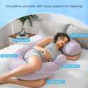 QUEEN ROSE Cooling Pregnancy Pillows,E Shaped Full Body Pillow for Sleeping, with Pregnancy Wedge Pillow for Belly Support, 60 Inch Maternity Pillow for Side Sleeper, Cooling Rayon Cover, Purple