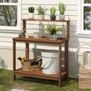 Furinno FG17478 Tioman Outdoor Patio Furniture Hardwood Potting Bench, Natural, 3 Tier